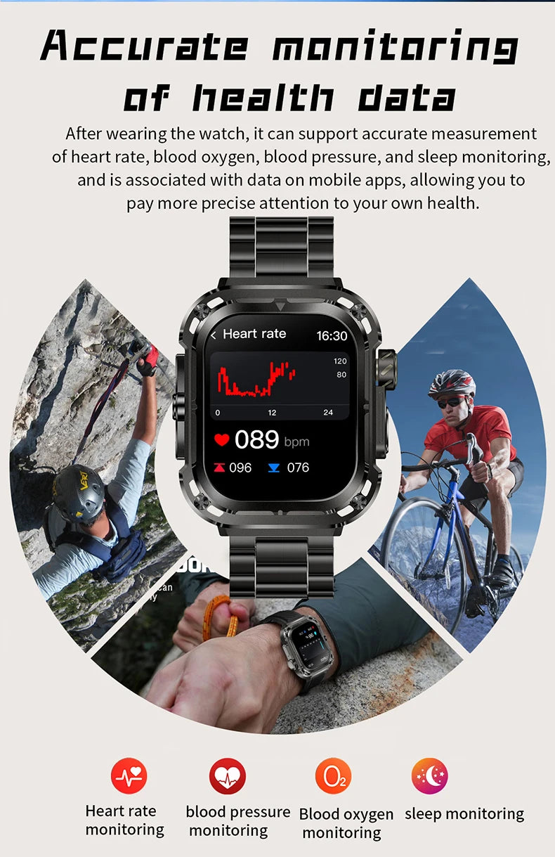 LIGE Outdoor Smartwatch for Men – GPS, Compass, NFC, 2.1" AMOLED, 460 mAh Battery