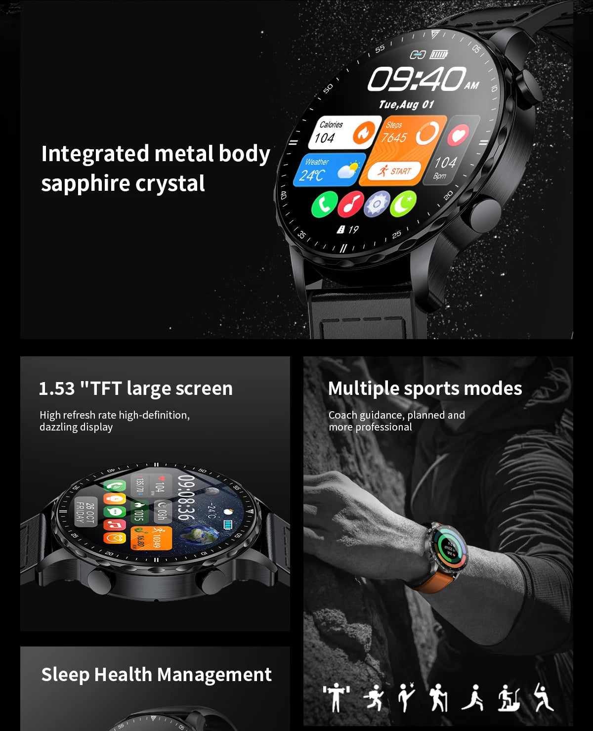 LIGE Smartwatch for Men – Bluetooth Call, Fitness & Sports Tracker, IP68 Waterproof