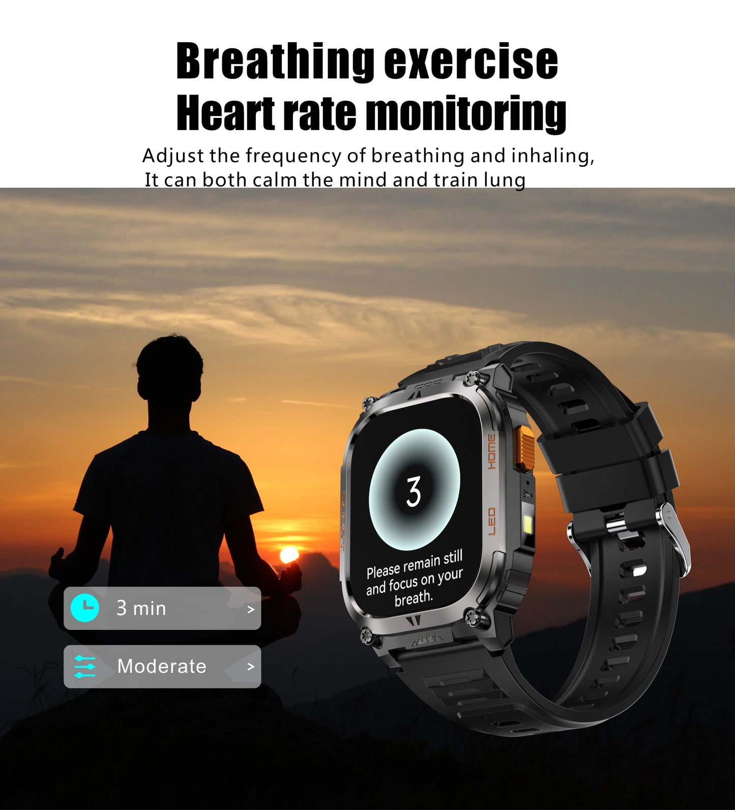 LIGE 2025 Smartwatch Men – 2.01" HD AMOLED, GPS, IP68 Waterproof, Outdoor Sports, LED Flashlight, Bluetooth Calls