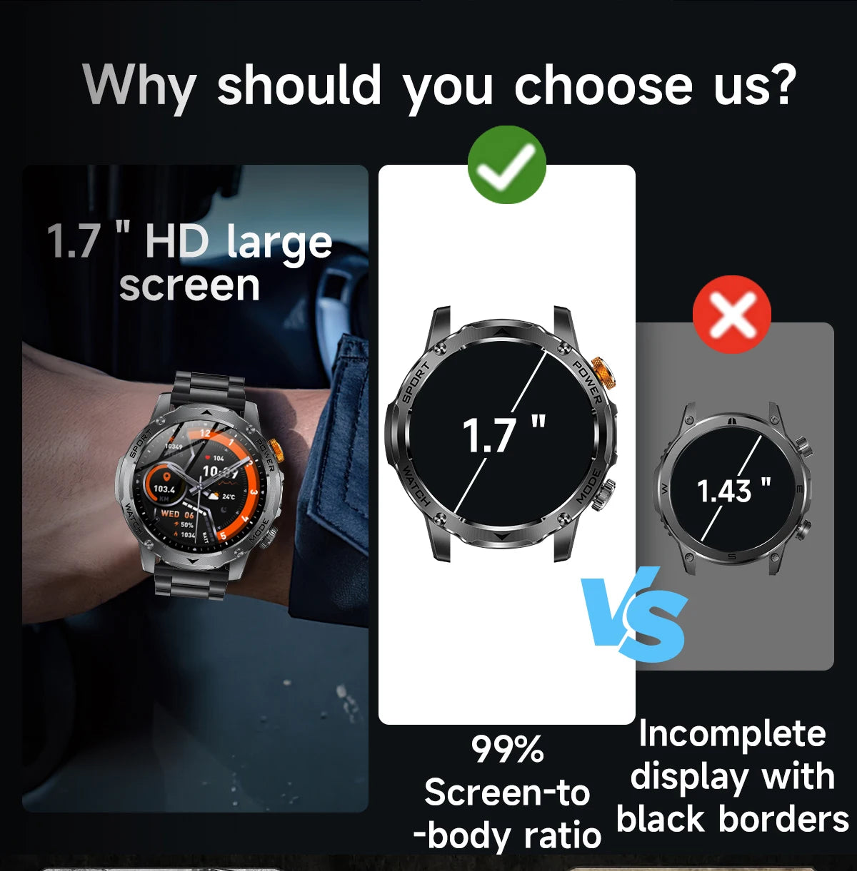 LIGE Smartwatch Men 2025 – 1000 mAh Battery, Outdoor, Bluetooth Call, Sports & Flashlight