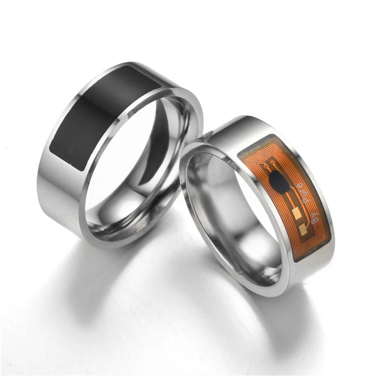 NFC Smart Ring B – Black stainless steel ring with integrated NFC chip