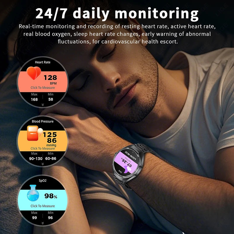2025 LIGE 2-in-1 Smartwatch Men – NFC, Built-in TWS Earphones, 1.53-inch HD AMOLED, Bluetooth Call, Fitness & Sports Smartwatch