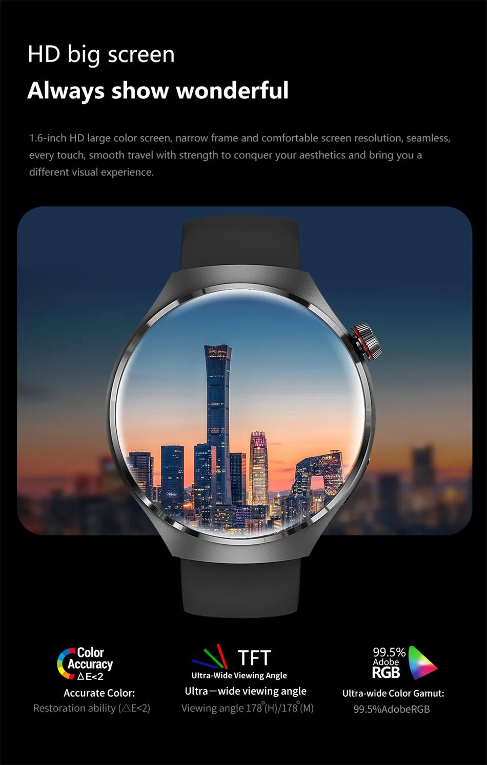 ChiBear GT4 Pro Smartwatch 2025 – 1,6" AMOLED, Bluetooth-Anrufe, Blutdruck & SpO₂, GPS-Tracker, Kompass, IP68 Wasserdicht