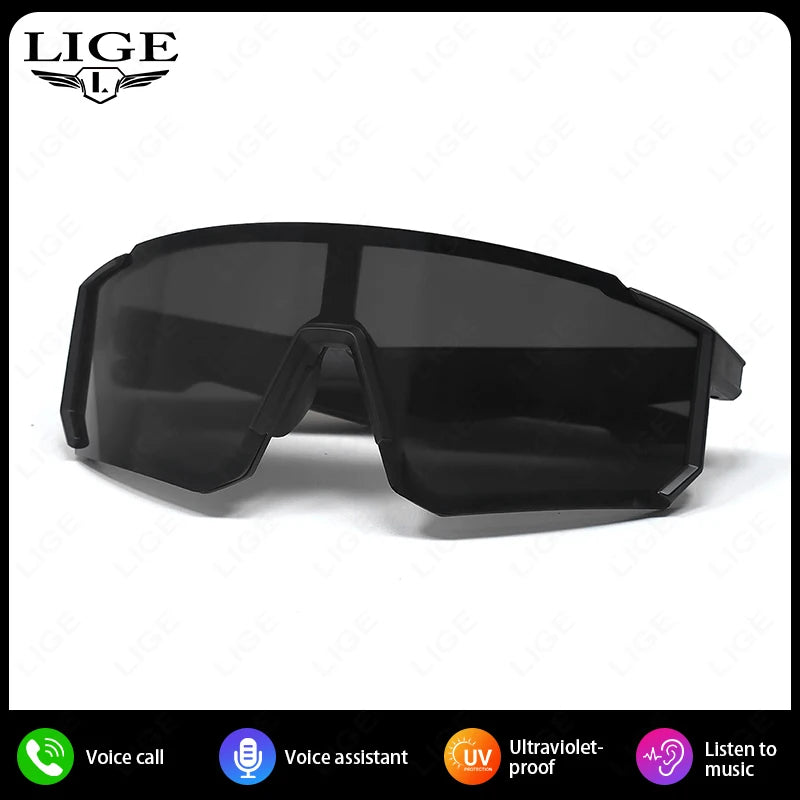 LIGE Smart Cycling Glasses 2025 – Bluetooth Calls, Music & AI Voice Assistant, Outdoor Sports Sunglasses