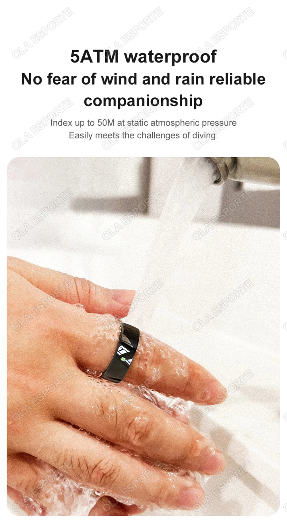 XMSJ NFC Smart Ring 2025 – Keramik, LED, 5ATM Wasserdicht, Gesundheits- & Fitness-Tracking, Gestensteuerung, Multisport