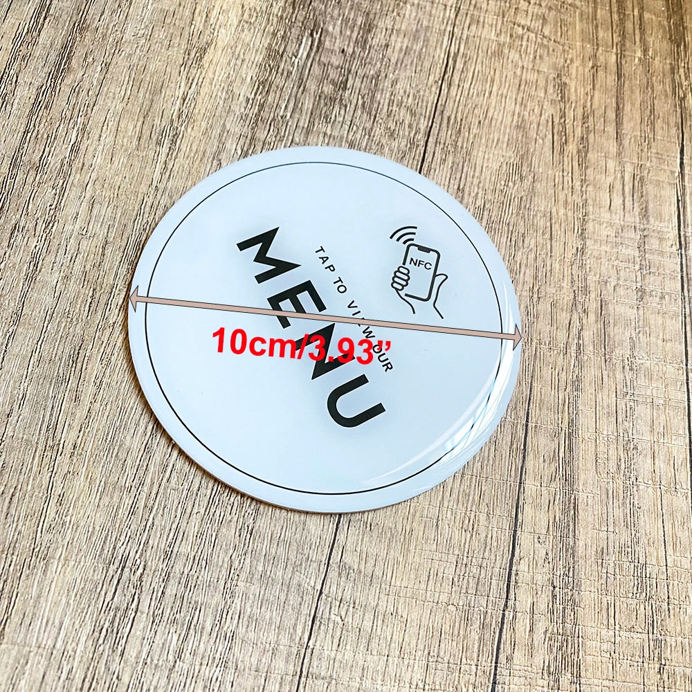 NFC Menu Plate Ø10 cm – Waterproof & Rewritable | Taggytech