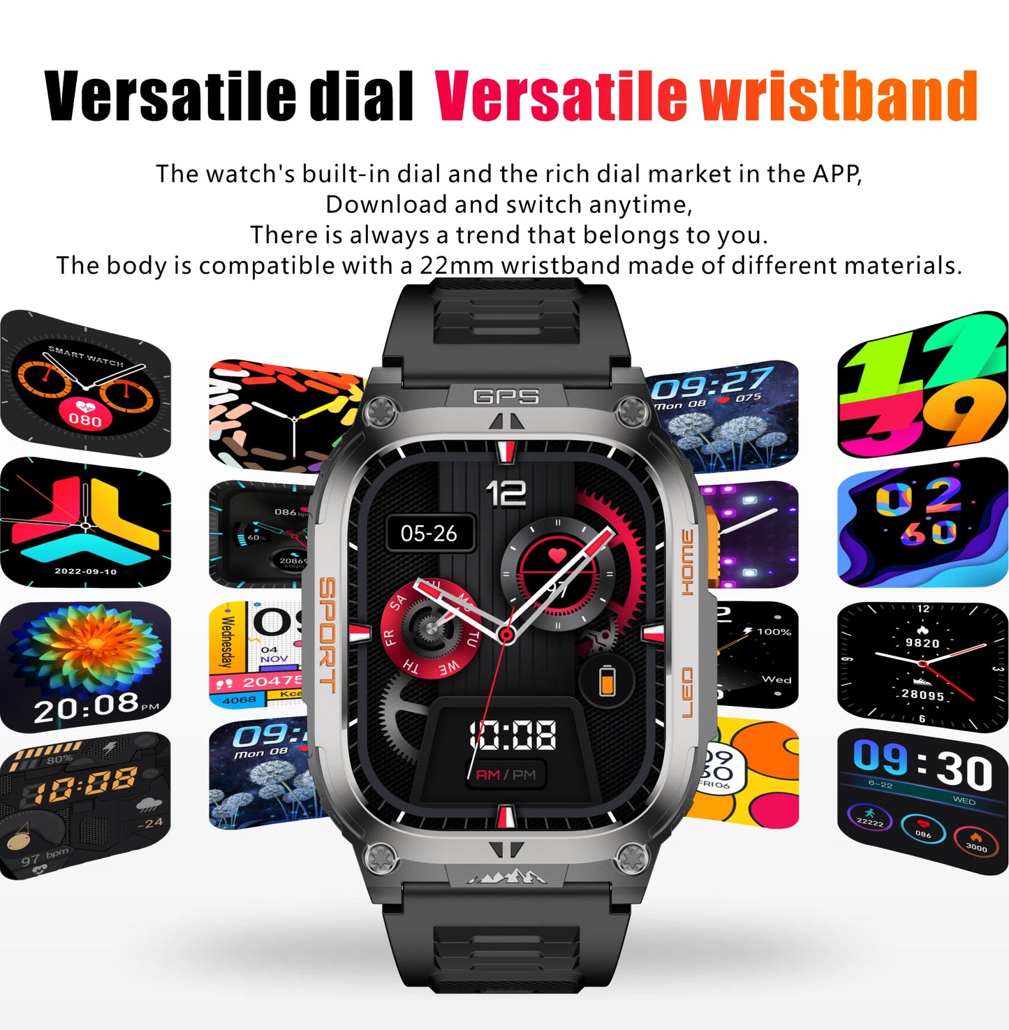 LIGE 2025 Smartwatch Men – 2.01" HD AMOLED, GPS, IP68 Waterproof, Outdoor Sports, LED Flashlight, Bluetooth Calls