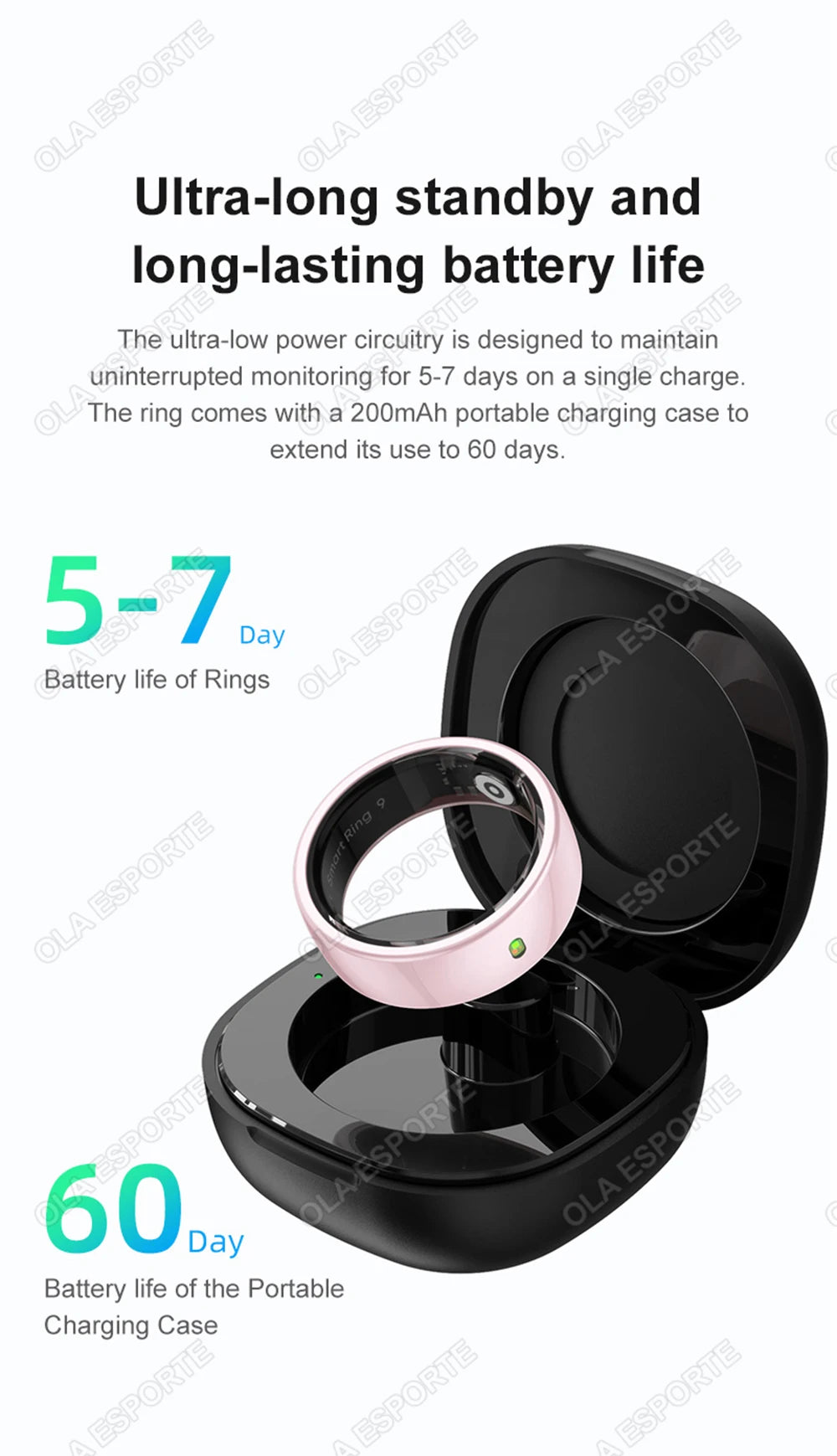 XMSJ NFC Smart Ring 2025 – Keramik, LED, 5ATM Wasserdicht, Gesundheits- & Fitness-Tracking, Gestensteuerung, Multisport
