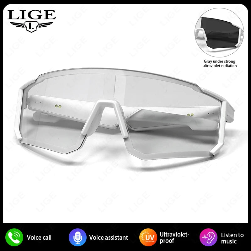 LIGE Smart Cycling Glasses 2025 – Bluetooth Calls, Music & AI Voice Assistant, Outdoor Sports Sunglasses