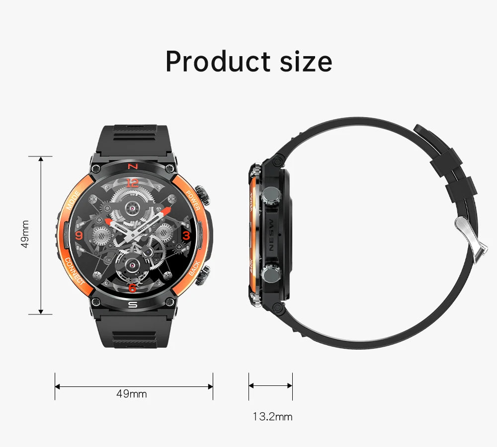 LIGE 2024 Outdoor Smartwatch for Men – Bluetooth Call, Compass, Fitness & Health Monitor, IP68 Waterproof, 1.52" IPS Display