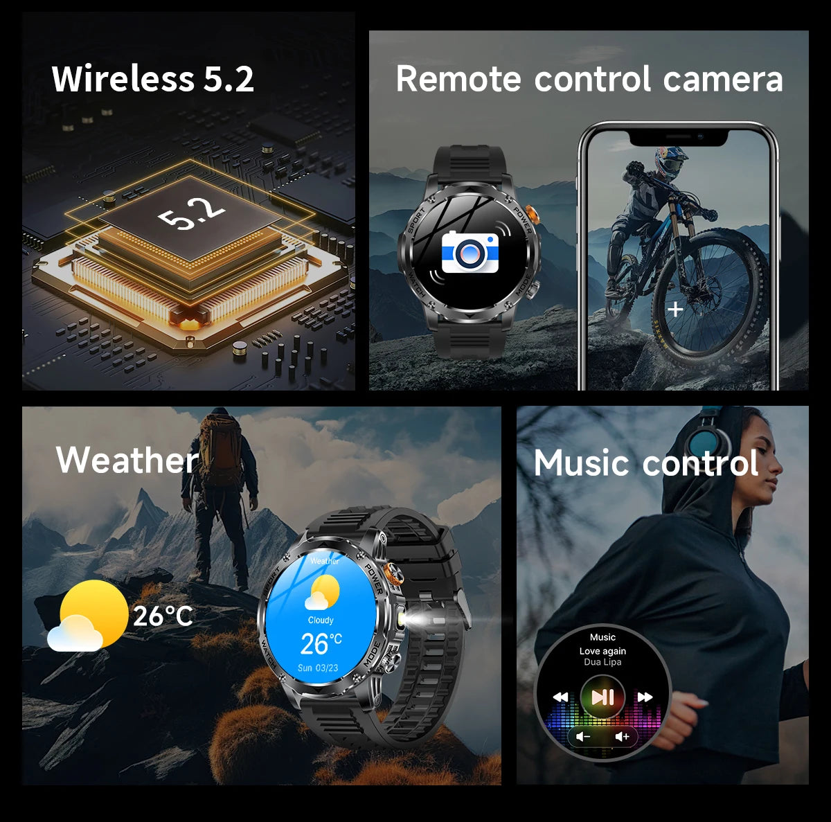 LIGE Smartwatch Men 2025 – 1000 mAh Battery, Outdoor, Bluetooth Call, Sports & Flashlight