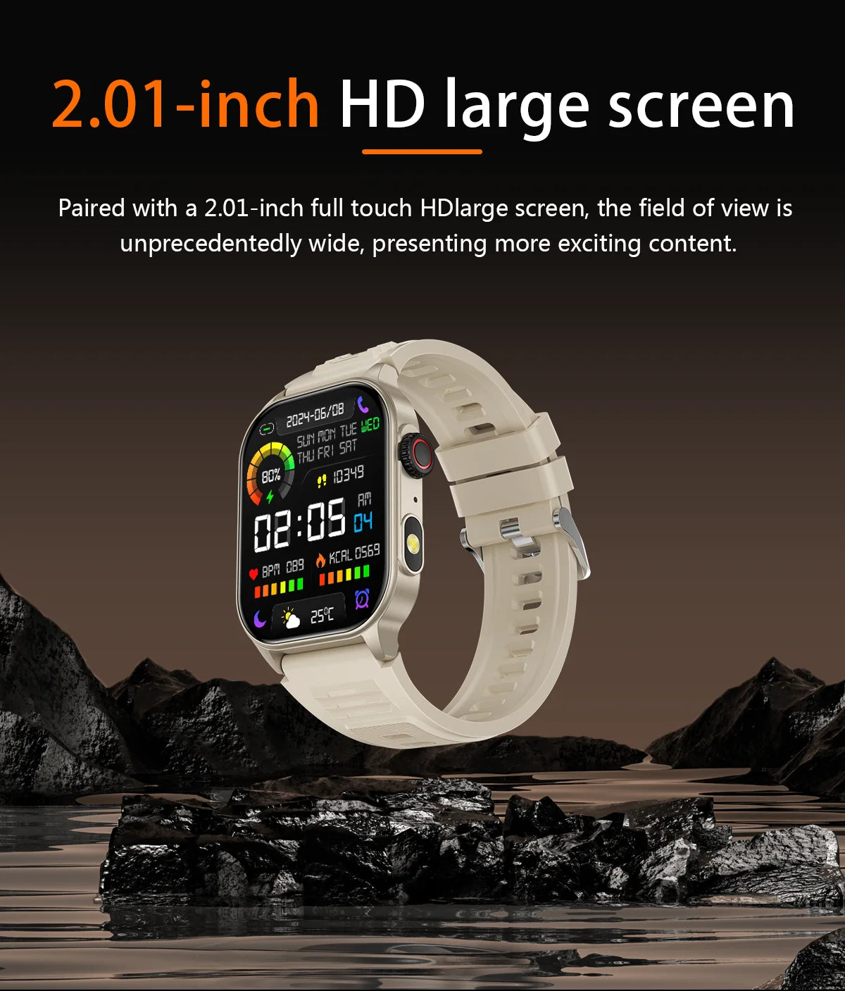LIGE 2025 Smartwatch Men & Women – 2.01" HD TFT, Fitness & Health Monitor, LED Flashlight, Bluetooth Call, Sports Smartwatch