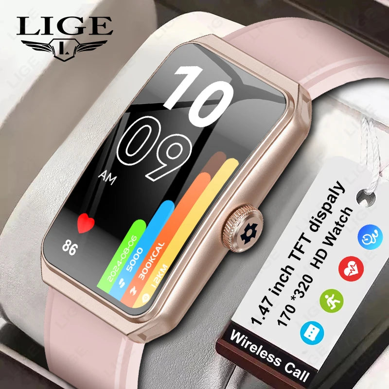 2025 New Bluetooth Call Smartwatch for Women, AI Voice Assistant Fitness Tracker, 1.47 Inch 3D Curved Screen Smartwatch, Health Monitor