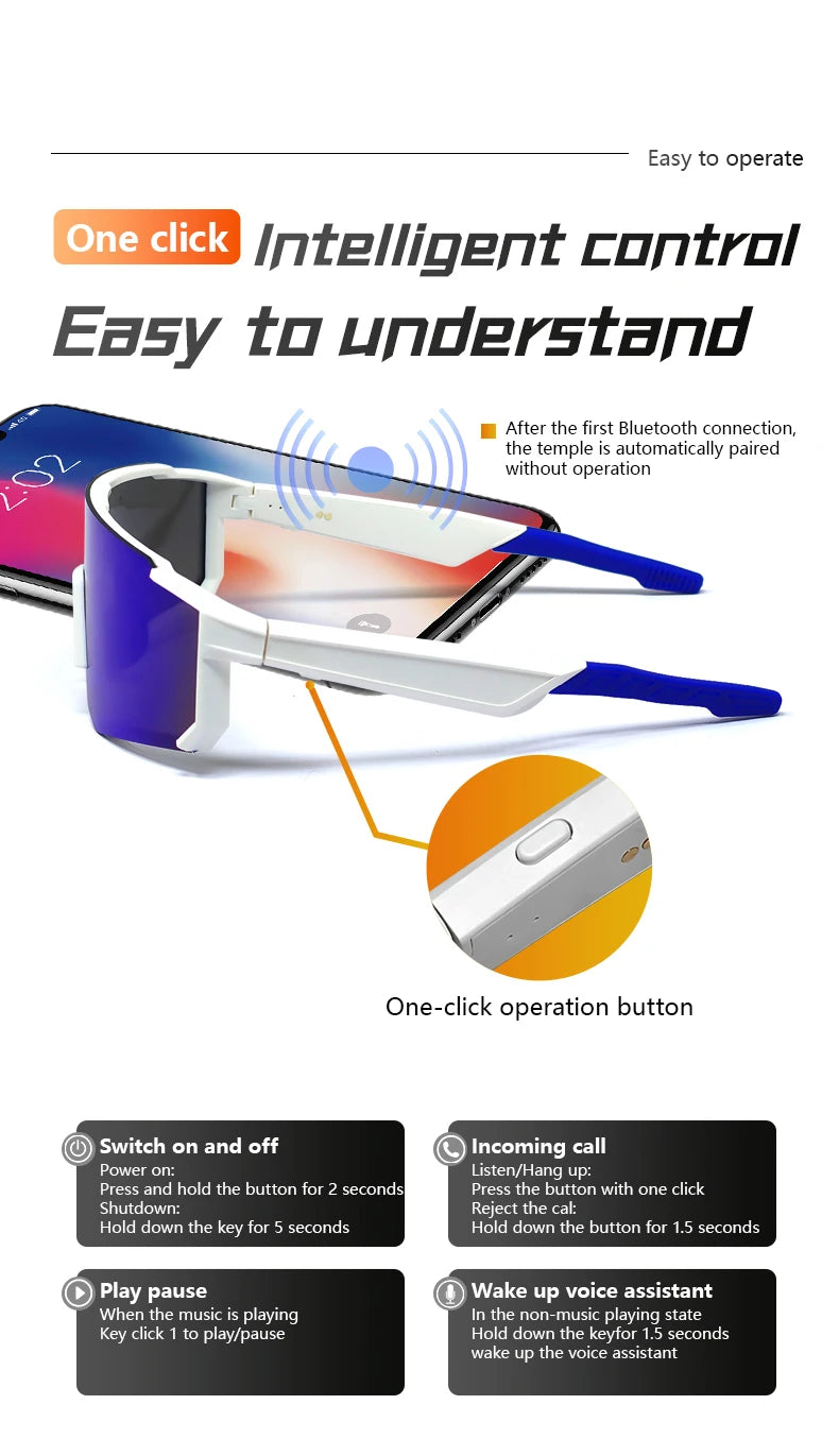 LIGE Smart Cycling Glasses 2025 – Bluetooth Calls, Music & AI Voice Assistant, Outdoor Sports Sunglasses