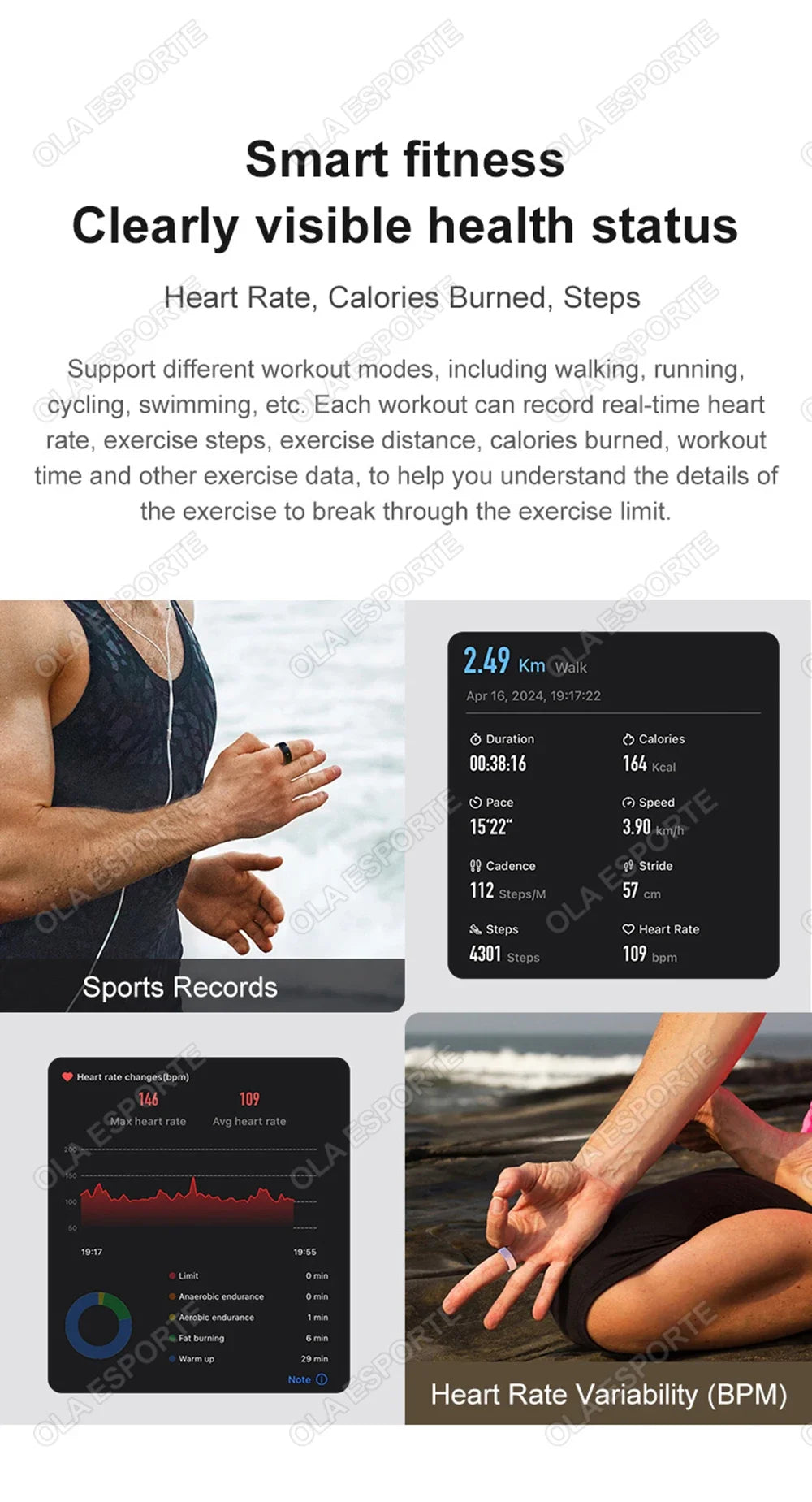 XMSJ NFC Smart Ring 2025 – Keramik, LED, 5ATM Wasserdicht, Gesundheits- & Fitness-Tracking, Gestensteuerung, Multisport
