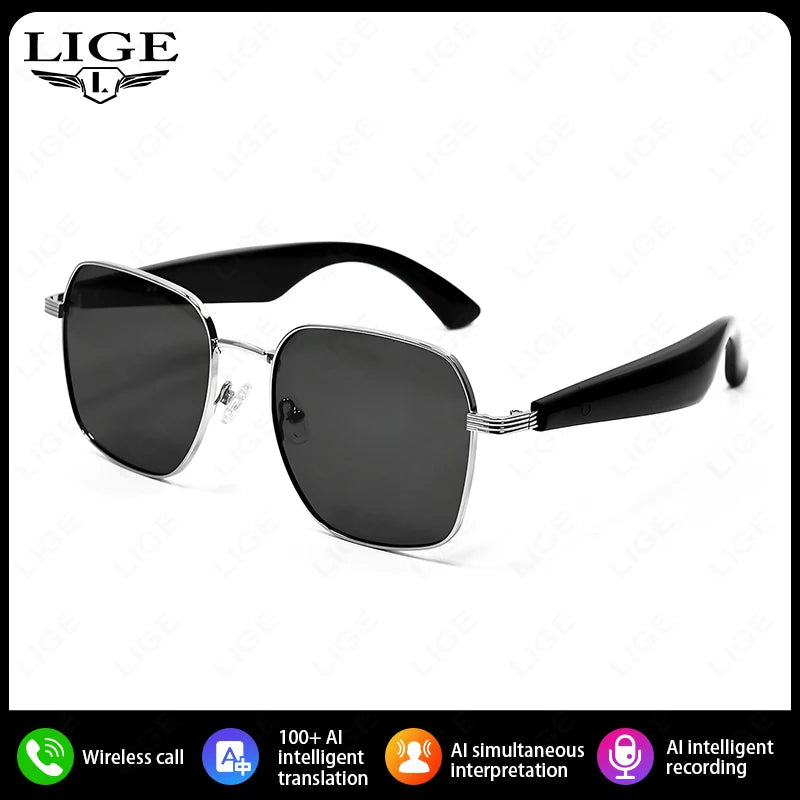 LIGE BWGY300 Smart Glasses 2025 – Women's Bluetooth Sunglasses, AI Translation, UV400, Music & Calls