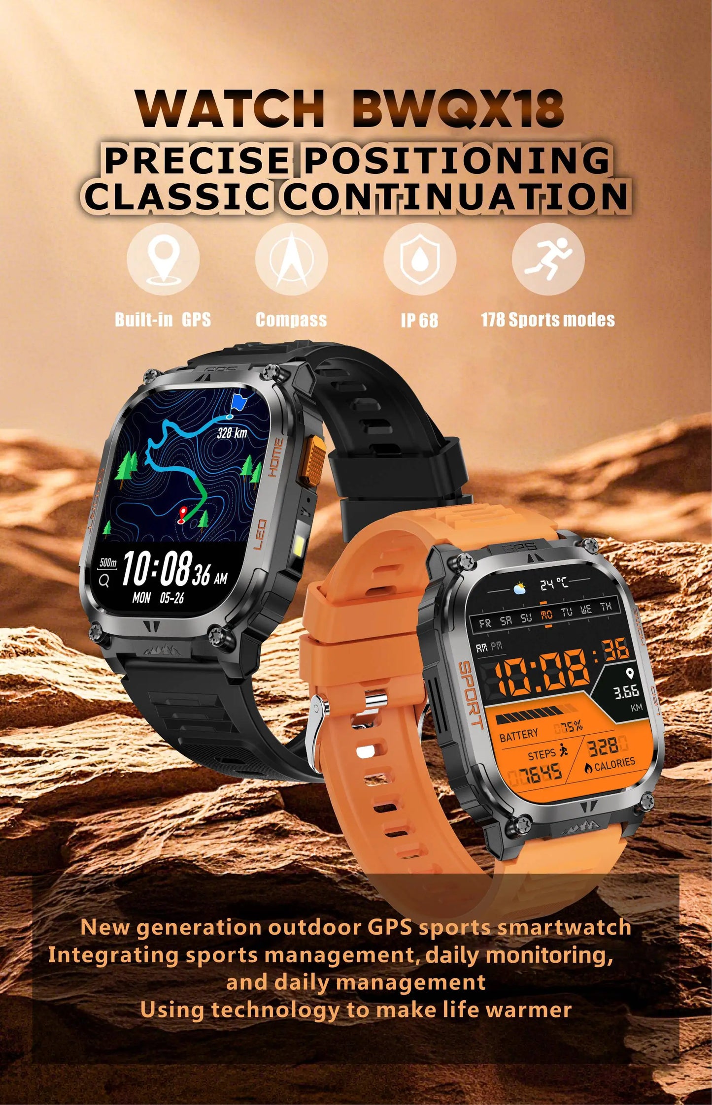 LIGE 2025 Smartwatch Men – 2.01" HD AMOLED, GPS, IP68 Waterproof, Outdoor Sports, LED Flashlight, Bluetooth Calls