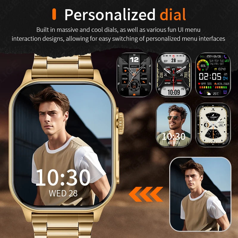 LIGE 2025 Smartwatch Men & Women – 2.01" HD TFT, Fitness & Health Monitor, LED Flashlight, Bluetooth Call, Sports Smartwatch