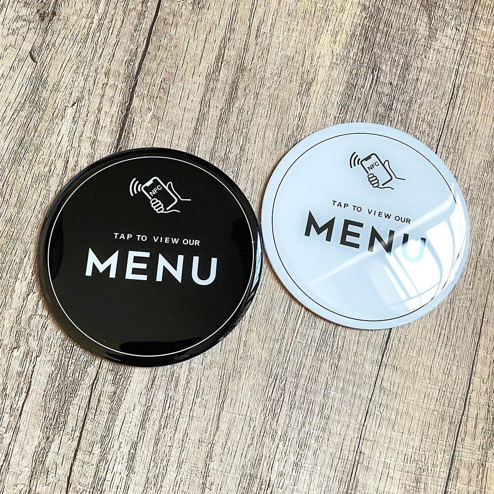 NFC Menu Plate Ø10 cm – Waterproof & Rewritable | Taggytech