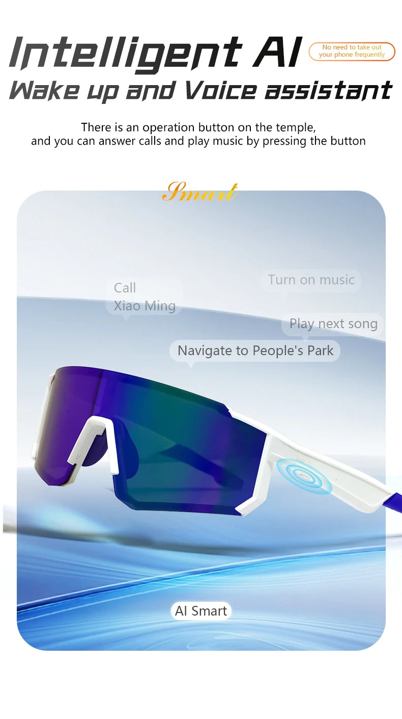 LIGE Smart Cycling Glasses 2025 – Bluetooth Calls, Music & AI Voice Assistant, Outdoor Sports Sunglasses