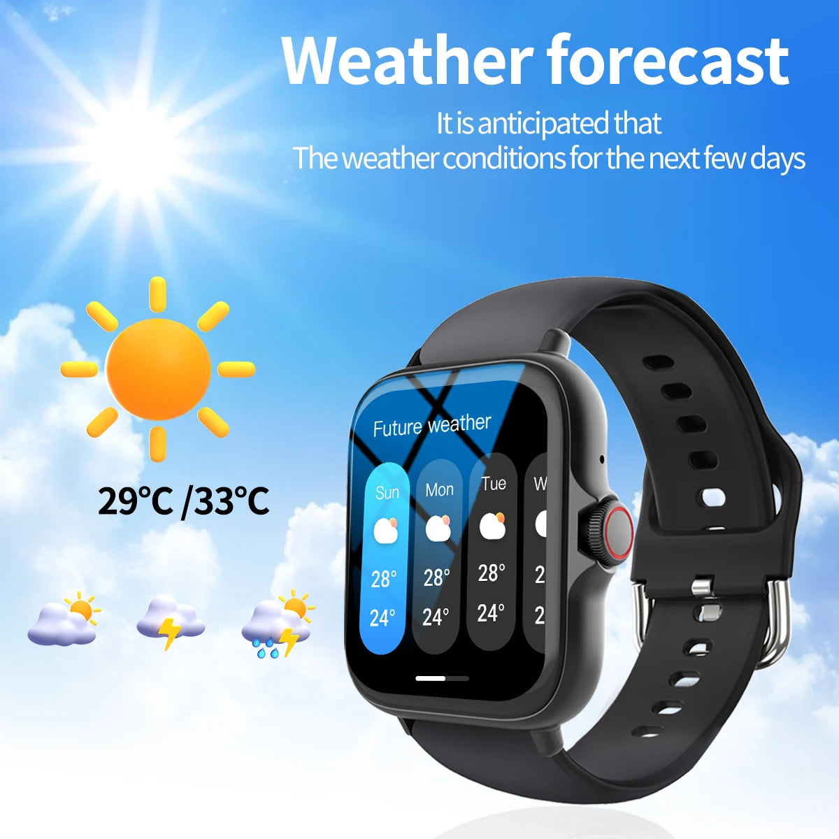 LOMAXFR Smartwatch – 1,99" Voll-Touchscreen, Anruf- & Nachrichtenfunktion, Musiksteuerung, kompatibel mit iPhone & Android