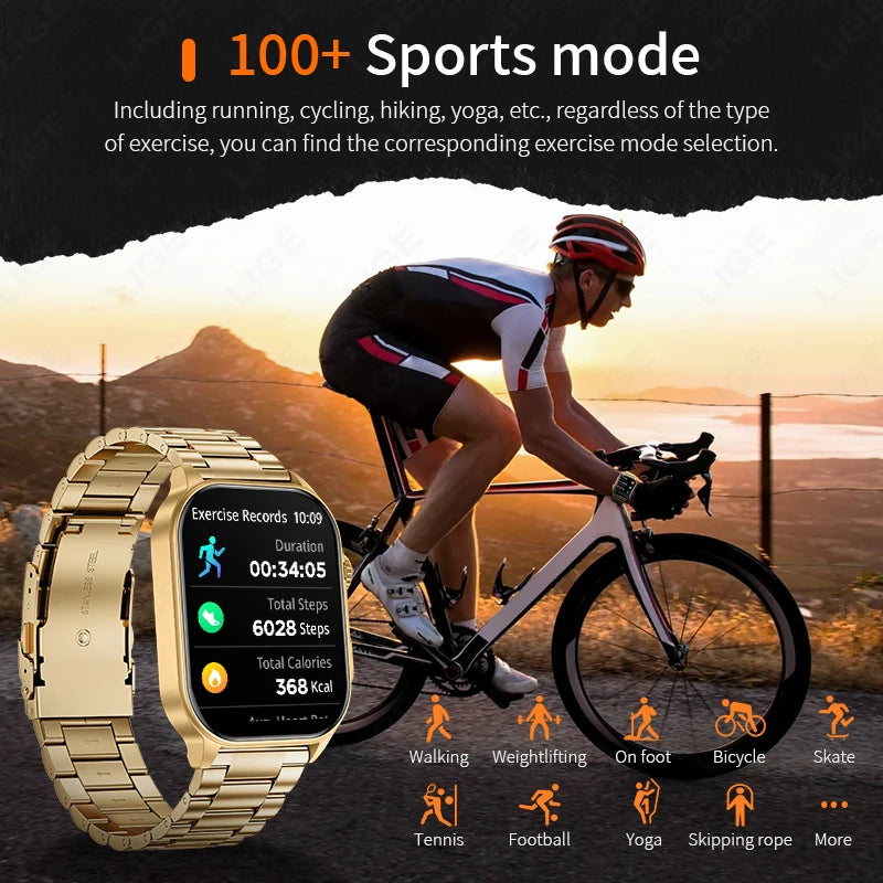 LIGE 2025 Smartwatch Men & Women – 2.01" HD TFT, Fitness & Health Monitor, LED Flashlight, Bluetooth Call, Sports Smartwatch