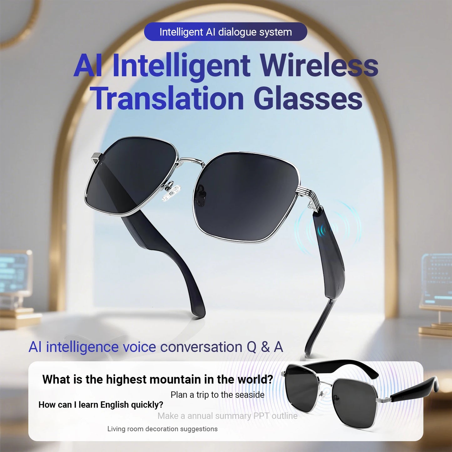 LIGE BWGY300 Smart Glasses 2025 – Women's Bluetooth Sunglasses, AI Translation, UV400, Music & Calls