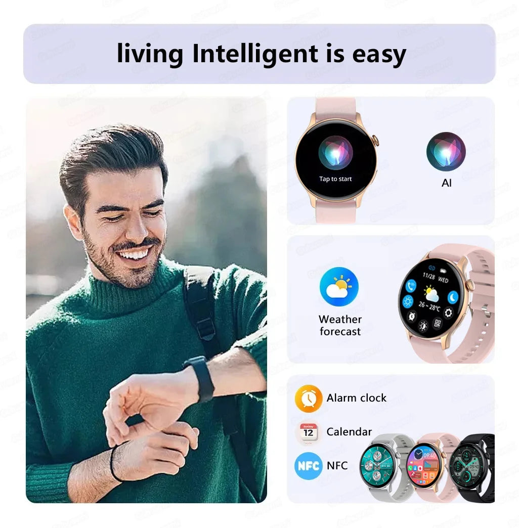 NFC Women's Smartwatch 2024 – 1.43" AMOLED, Bluetooth Call & Fitness Tracking