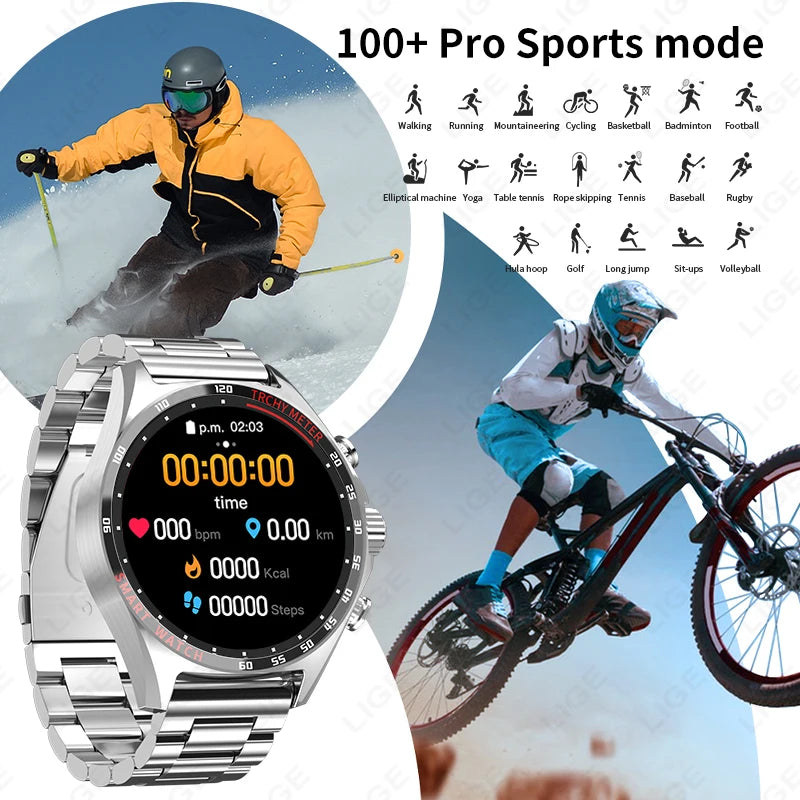 LIGE NFC Smartwatch with GPS, Bluetooth Call & Compass – 1.52" AMOLED, IP68, 50+ sports modes, SOS & Voice Assistant