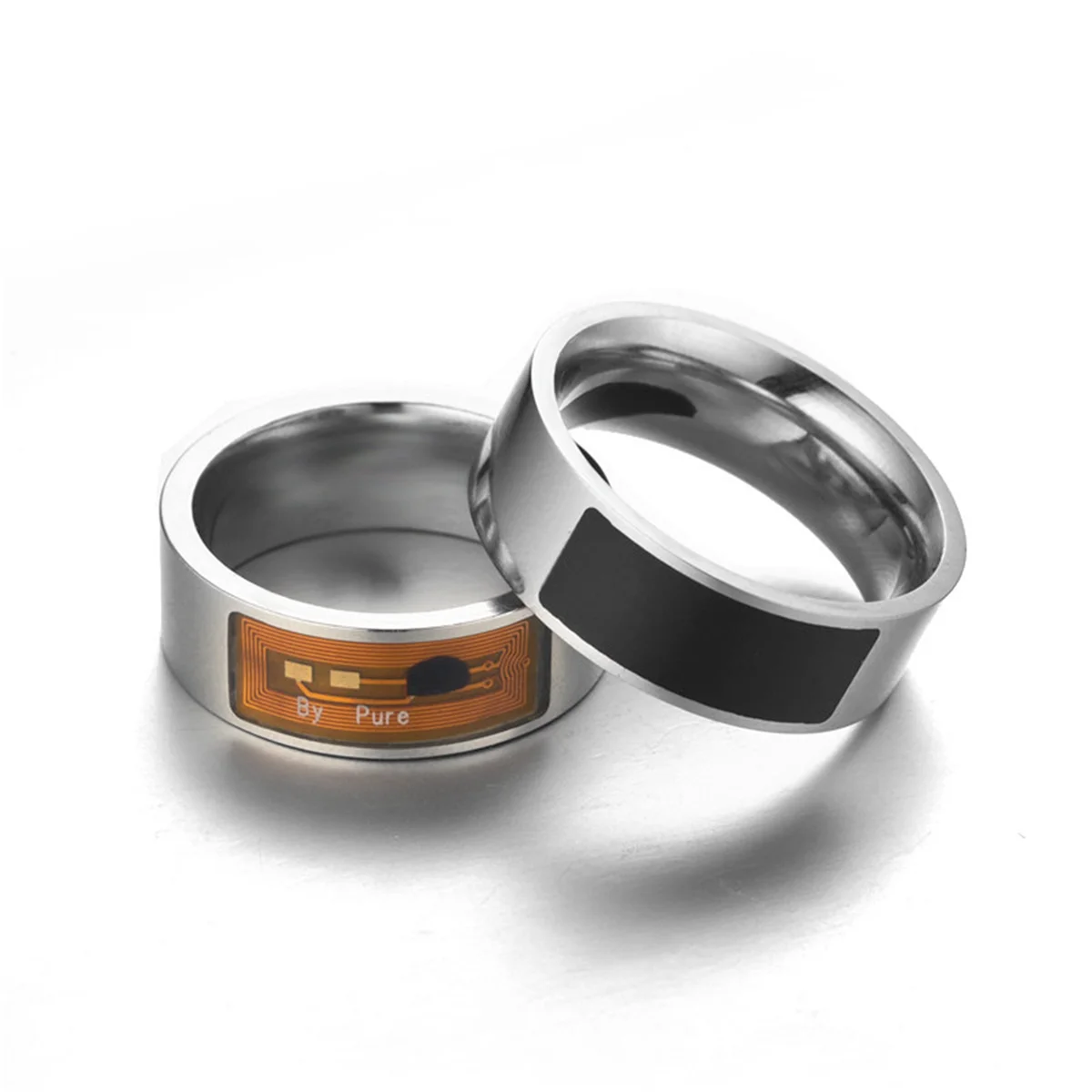 NFC Smart Ring B – Black stainless steel ring with integrated NFC chip