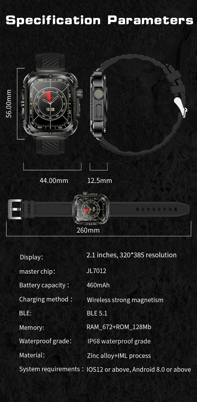 LIGE Outdoor Smartwatch for Men – GPS, Compass, NFC, 2.1" AMOLED, 460 mAh Battery