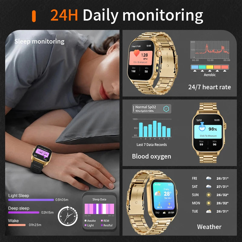 LIGE 2025 Smartwatch Men & Women – 2.01" HD TFT, Fitness & Health Monitor, LED Flashlight, Bluetooth Call, Sports Smartwatch