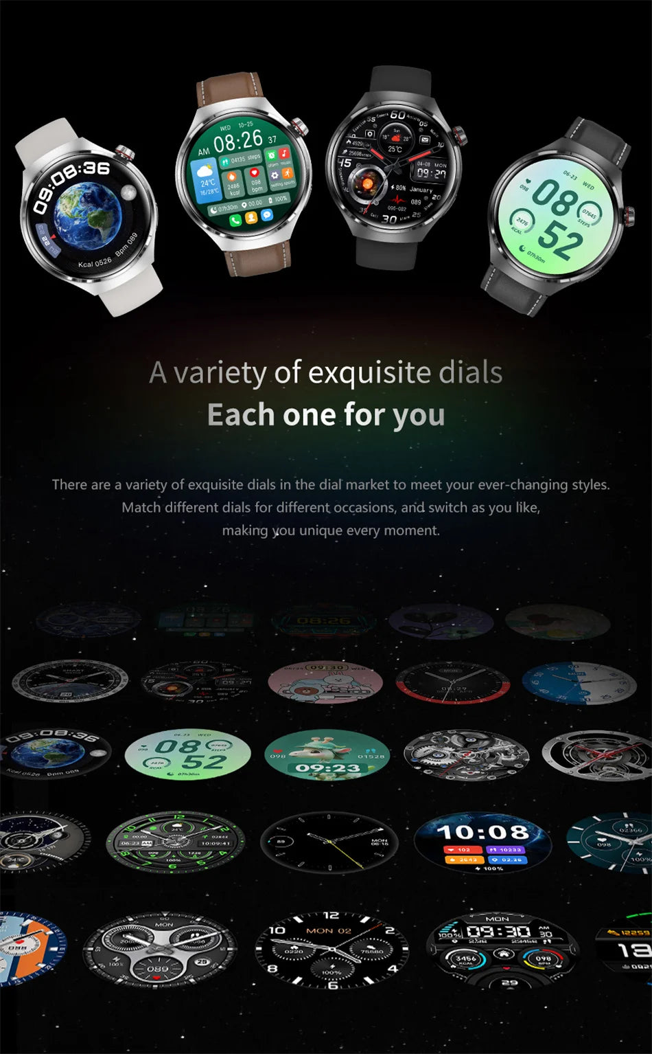 ChiBear GT4 Pro Smartwatch 2025 – 1,6" AMOLED, Bluetooth-Anrufe, Blutdruck & SpO₂, GPS-Tracker, Kompass, IP68 Wasserdicht
