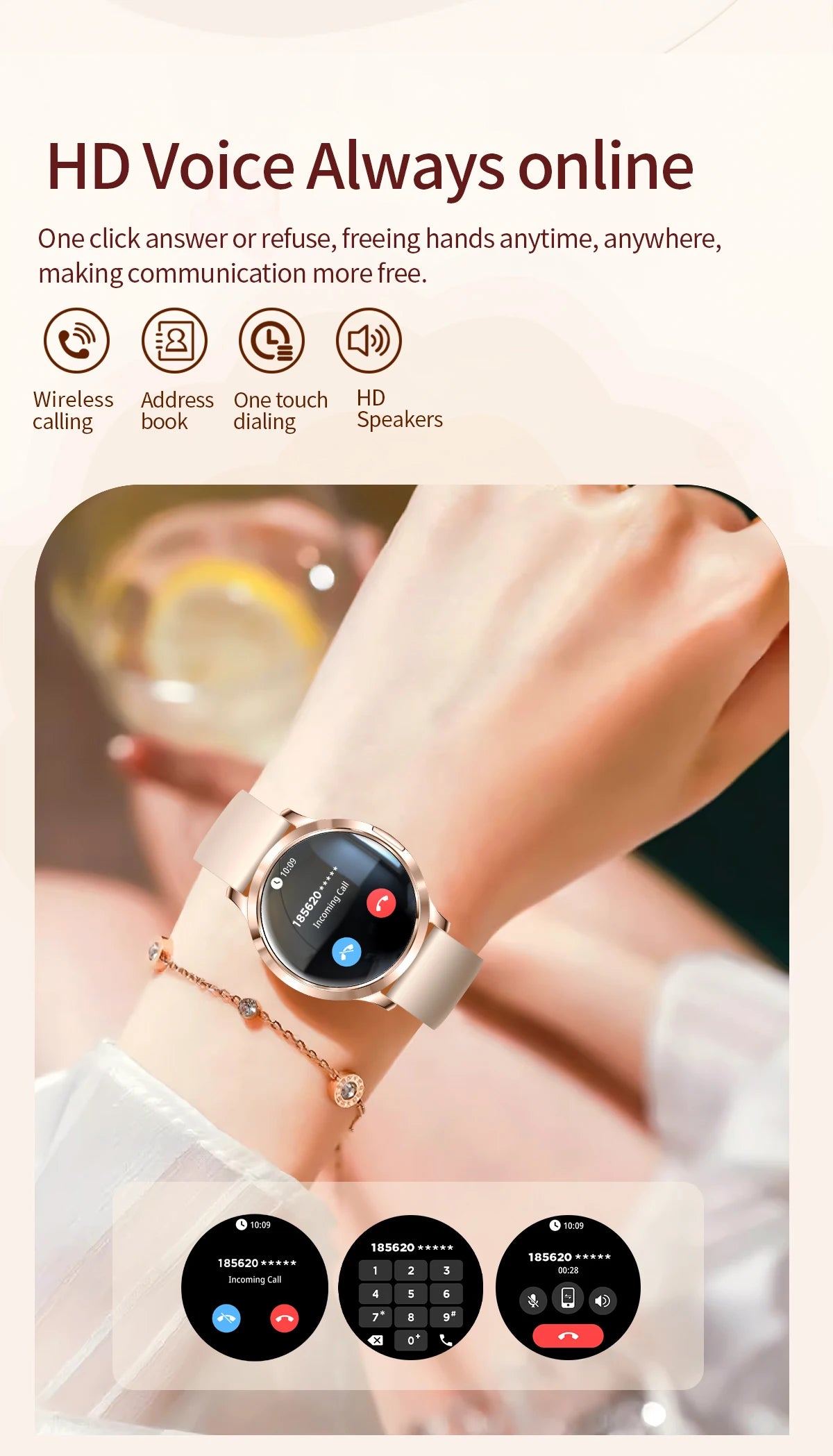 LIGE BWV93 Women's Smartwatch 2025 – Ultra-thin, 1.32" AMOLED HD, Fitness & Health, Bluetooth Call, Luxury Smartwatch