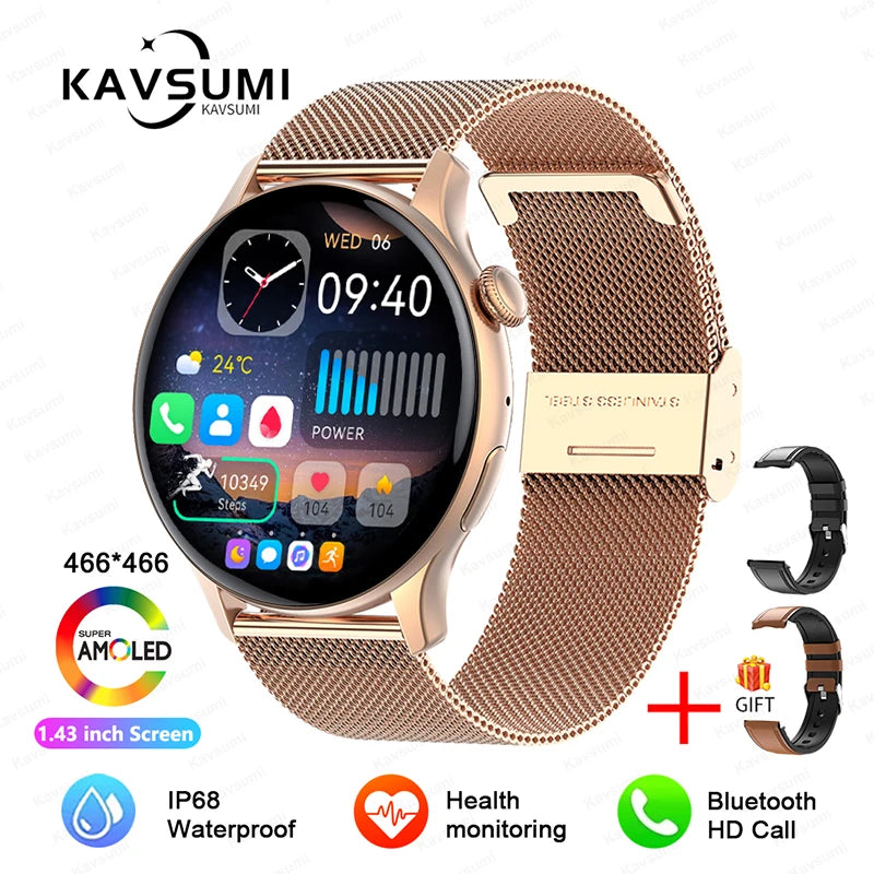 NFC Women's Smartwatch 2024 – 1.43" AMOLED, GPS & Bluetooth Call
