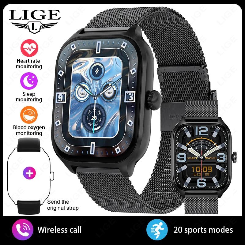 LIGE 2025 Luxus-Smartwatch für Damen – Bluetooth-Anruf, Fitness & Herzfrequenzmesser, 2,01" Ultra-HD Display, 20 Sportmodi | Taggytech