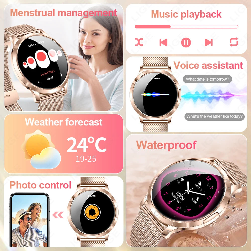 LIGE BWV93 Women's Smartwatch 2025 – Ultra-thin, 1.32" AMOLED HD, Fitness & Health, Bluetooth Call, Luxury Smartwatch