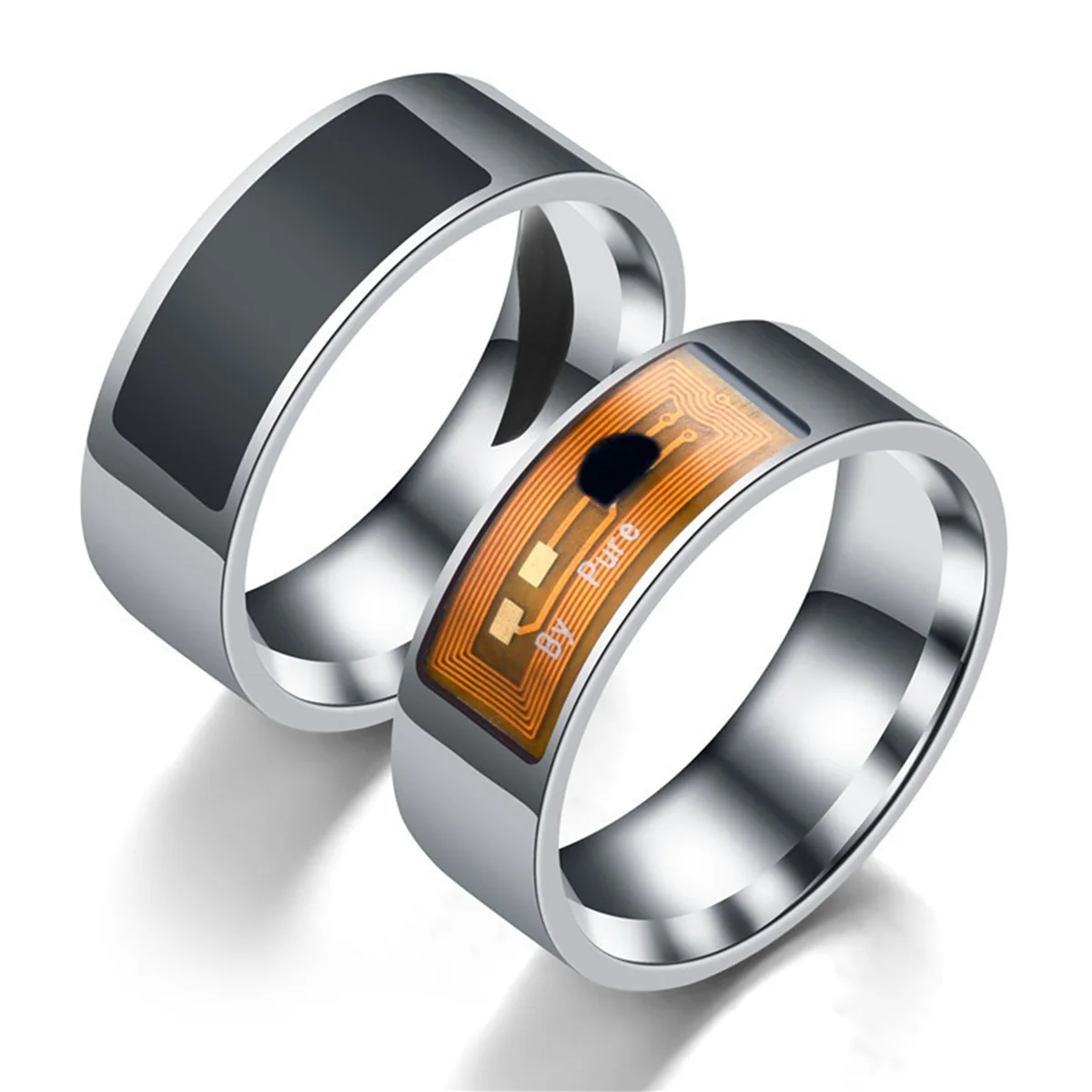 NFC Smart Ring B – Black stainless steel ring with integrated NFC chip
