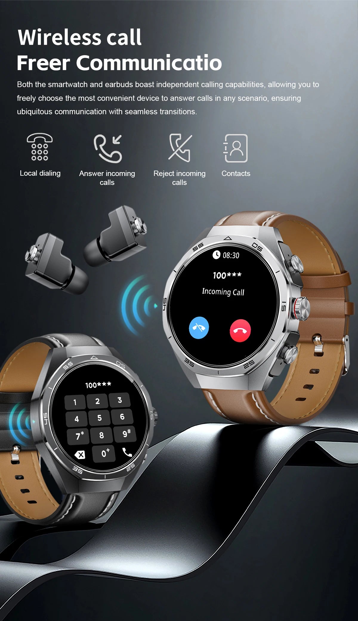 2025 LIGE 2-in-1 Smartwatch Men – NFC, Built-in TWS Earphones, 1.53-inch HD AMOLED, Bluetooth Call, Fitness & Sports Smartwatch