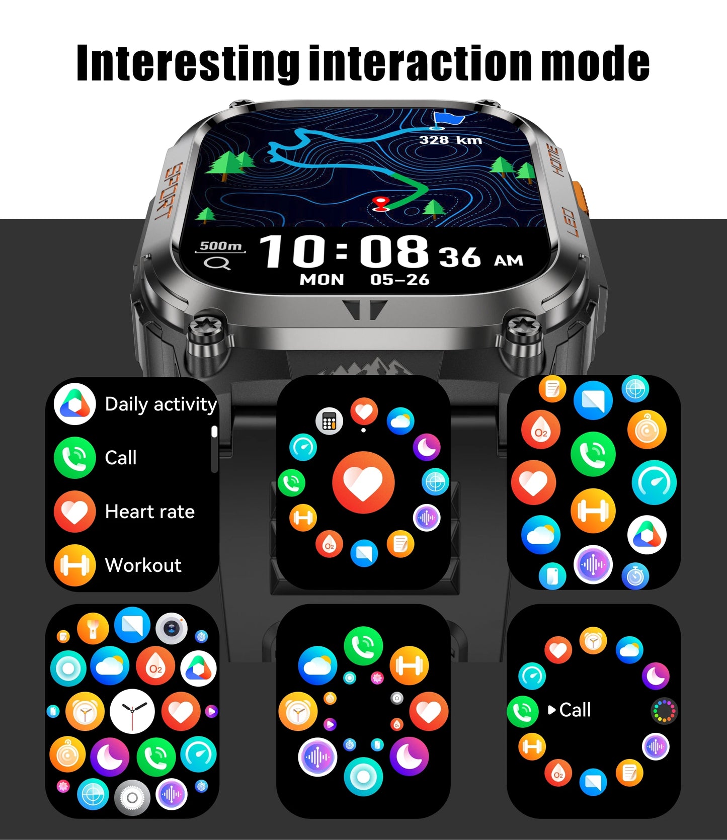 LIGE 2025 Smartwatch Men – 2.01" HD AMOLED, GPS, IP68 Waterproof, Outdoor Sports, LED Flashlight, Bluetooth Calls