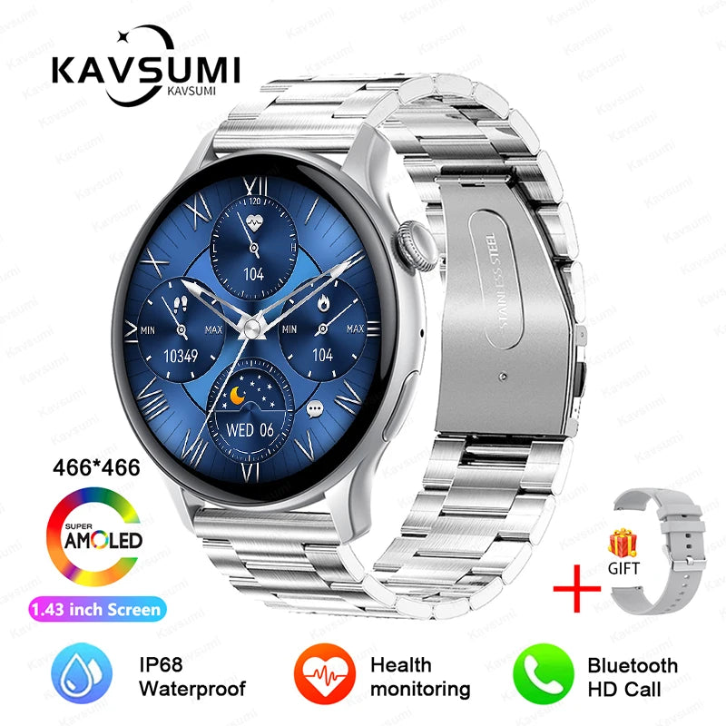 NFC Women's Smartwatch 2024 – 1.43" AMOLED, Bluetooth Call & Fitness Tracking