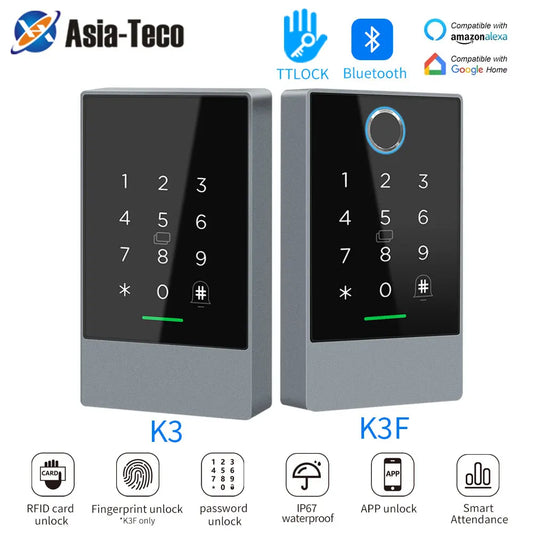Smartes Türschloss K3 mit Fingerabdrucksensor, NFC & TTLock-App – WLAN & Gateway-Steuerung, IP67 wasserdicht