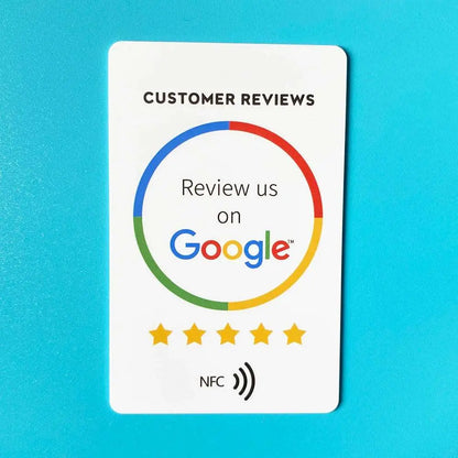 Bewerten Sie uns auf Google mit NFC-Karten für schnelle und einfache Bewertungen.