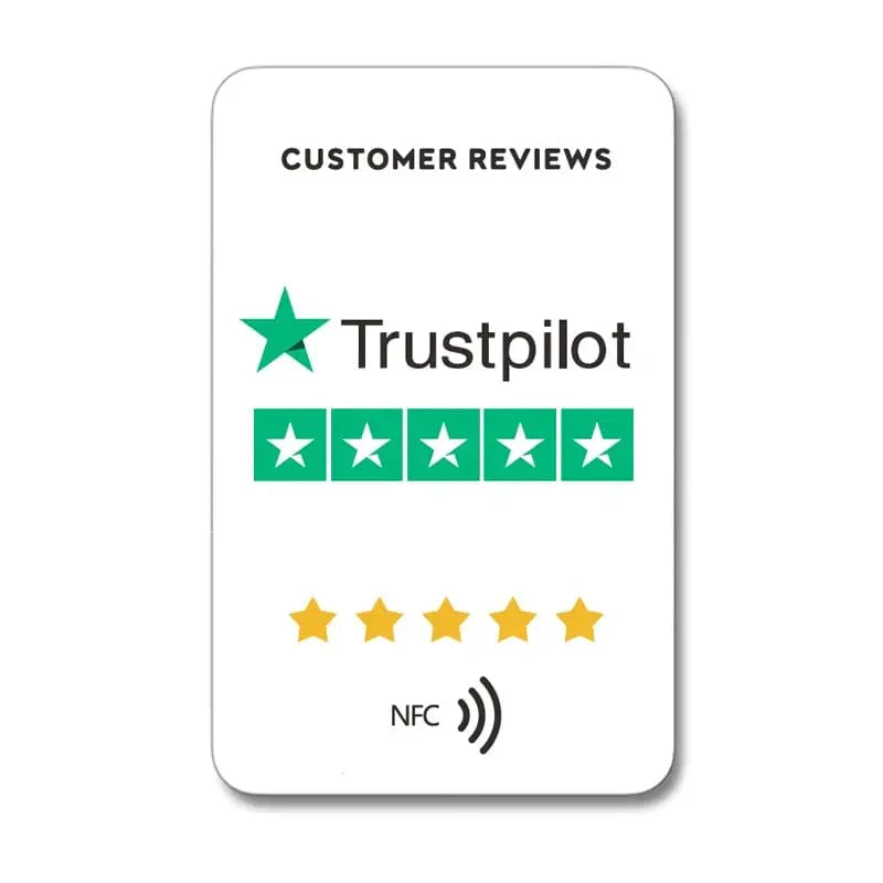 NFC-Karten für die einfache Abgabe von Bewertungen auf Google, Trustpilot und Tripadvisor.