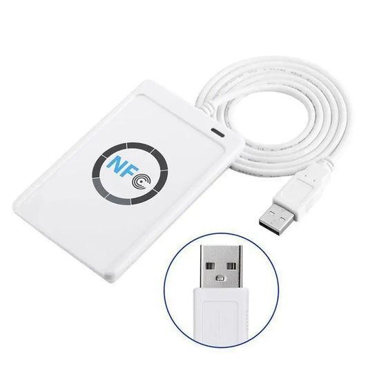 قارئ وكاتب بطاقات NFC USB ACR122U - قارئ بطاقات RFID مع وظيفة UID، 13.56 ميجا هرتز، متوافق مع MIFARE لأنظمة Windows/Linux/Mac