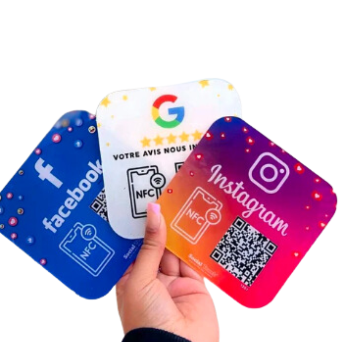 NFC Google Bewertungsschild für einfache Kundenfeedback-Erfassung mit Social Media Integration
