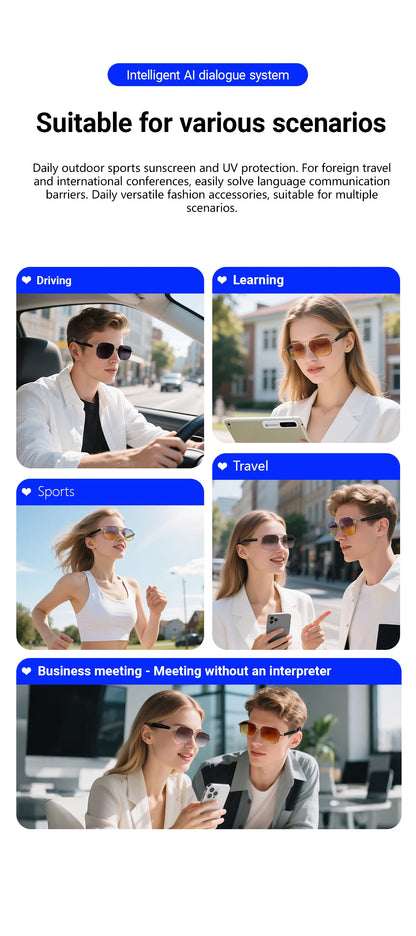 LIGE BWGY300 Smart Glasses 2025 – Women's Bluetooth Sunglasses, AI Translation, UV400, Music &amp; Calls
