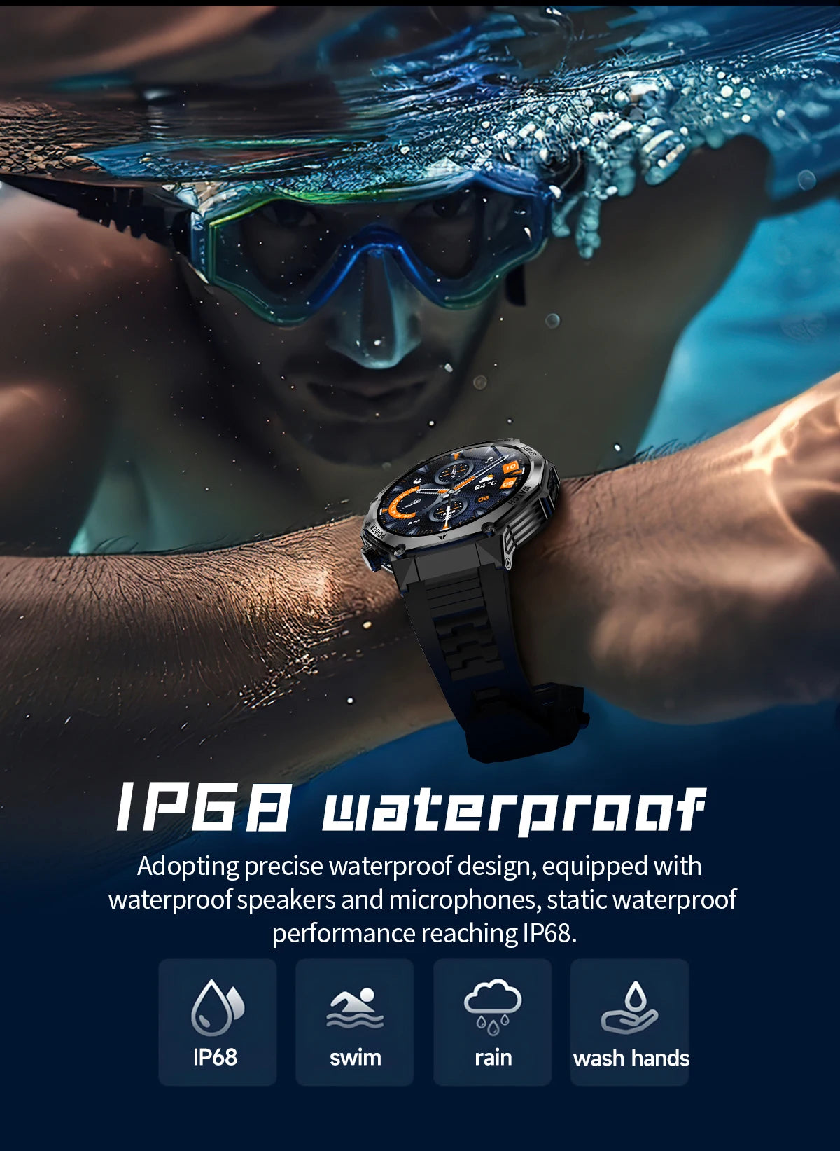 LIGE Smartwatch Herren 2025 – Militär Outdoor, 1,8" HD AMOLED, 800 mAh Batterie, Herzfrequenz & Bluetooth-Anruf, Sport-Smartwatch für Android & iOS