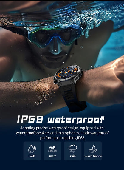 LIGE Smartwatch Herren 2025 – Militär Outdoor, 1,8" HD AMOLED, 800 mAh Batterie, Herzfrequenz & Bluetooth-Anruf, Sport-Smartwatch für Android & iOS