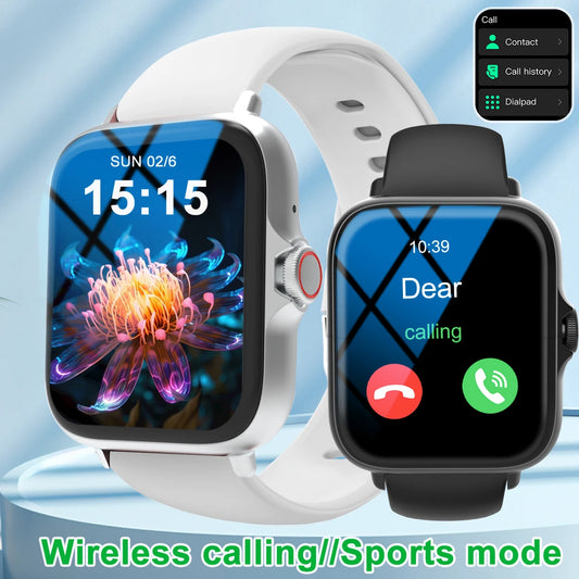LOMAXFR Smartwatch – 1,99" Voll-Touchscreen, Anruf- & Nachrichtenfunktion, Musiksteuerung, kompatibel mit iPhone & Android